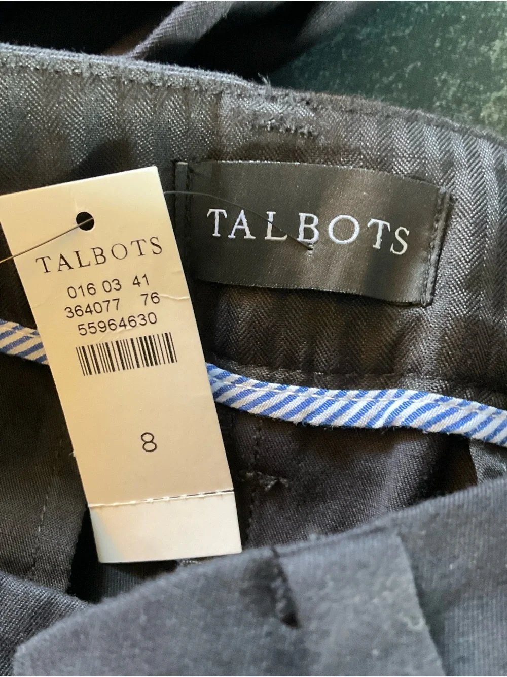Talbots The Perfect Curvy Chino Pants Black 8 NWT Straight Leg Full Length